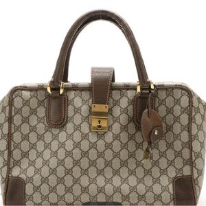 Gucci Supreme & Brown Boston bag with lock and keys! Good condition- used